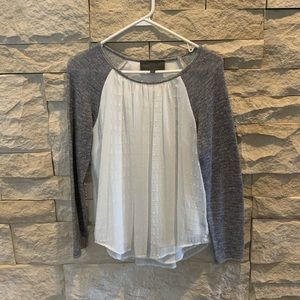 Grey & white mixed media sweater
